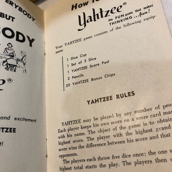 Vintage Yahtzee Game 1956, 1960 The Greeting Company Complete But No Orig Pencil - Picture 5 of 15